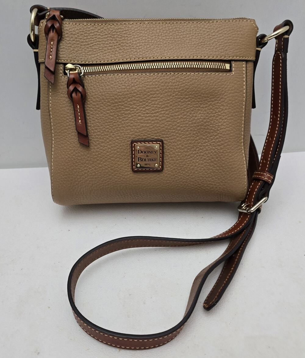 Dooney & Bourke Penrose Allison Crossbody Beige Tan Leather Handbag 8.5"x8"x 3"
